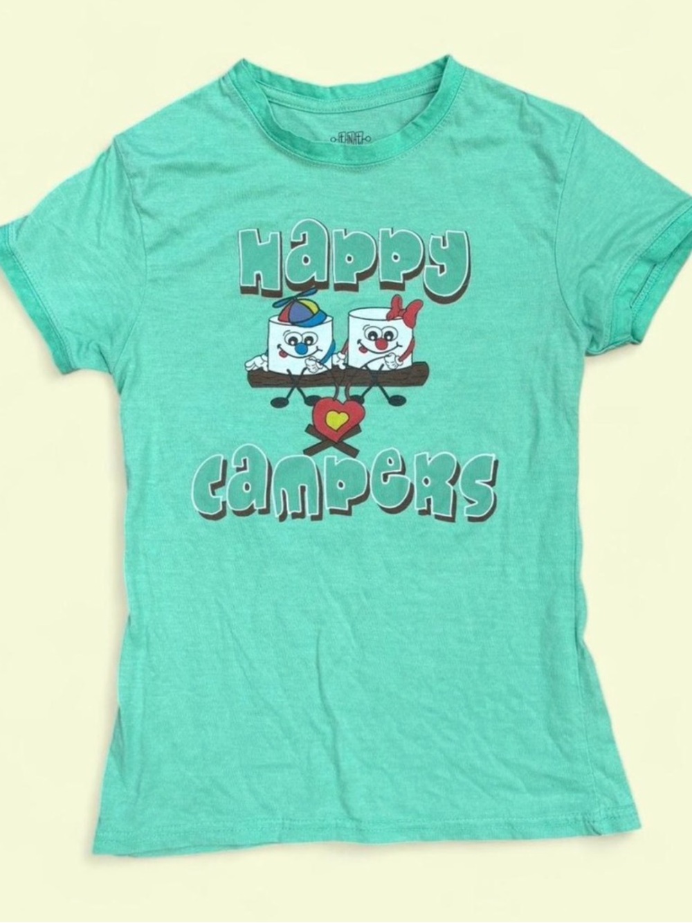 Happy Campers Graphic Tee - Aqua Green